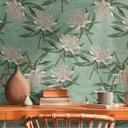 Papel pintado no tejido floral verde claro - papel pintado floral con flores blancas