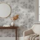 Papel pintado no tejido flores, hormigón naturaleza floral mate en gris 