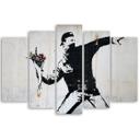 5 stykke lærredstryk, Banksy Graffiti kunstblomster