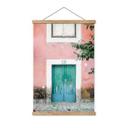 Póster de tela Fachada de casa mediterránea en Lisboa - Zwart