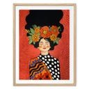 Póster Mujer sonriente con flores naranjas - Hülya