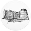 Fototapet - Rundt Love your City - Amsterdam Sort og hvid - vliesetapet/selvklæbende non-woven tapet