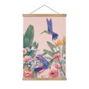 Tekstil plakat To kolibrier i den farverige blomstereng - Goed Blauw