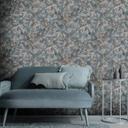 Papel pintado tejido-no tejido floral con hojas en azul