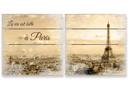 Houten Wanddecoratie Skyline van Parijs 2-delig