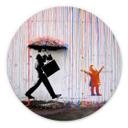 Tableau en alu-Dibond Banksy - Pluie colorée - Rond