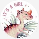 Sticker mural Kvilis - Dinosaure - It's a girl - Rond