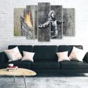 5 stykke lærredstryk, Banksy Smog Boy Street