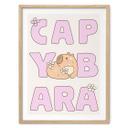 Børneplakat Capybara typo design med blomster