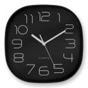 Minimalistische, moderne Wanduhr mit runden Ecken, schwarz | 29x29 cm