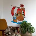 Muursticker Wickie de Viking vaart