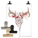 Póster Kvilis - Calavera Boho Flores Rojas