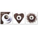 3 stykke lærredsprint, kaffebønnehjerte