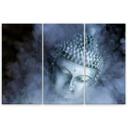 3 stykke lærredsprint, Buddha Zen Fog Blue