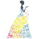 Sticker mural - Femme et papillon