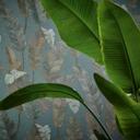 Papel pintado no tejido azul petróleo jungla papel pintado salón hojas de palmera