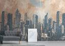 tapet skyline orange grå - non-woven tapet arkitektur Livingwalls - mat og glat