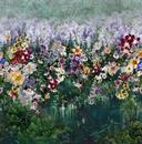 Fototapet Vild blomstereng med blomsterblanding i lilla og creme 2,7 x 2,65 m