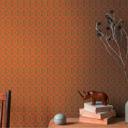 retro tapet i grafisk stil grøn orange - vintage geometrisk non-woven tapet