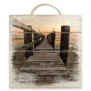 Cuadro de madera embarcadero en el Mar de Wadden - 40x41,5 cm