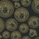 Versace design tapet i guld og sort non-woven tapet luksus medusa hoveder