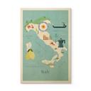 Cuadro de madera de viaje - Mapa de Italia - Rivers