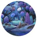 Vinilo decorativo bosque encantado azul noche - DigitalArtsi - Redondo
