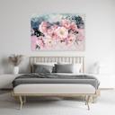 Canvasbillede, Lyserøde blomster og sommerfugl