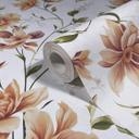 Ikke-vævet tapet blomster, blade blomstret natur mat i hvid orange