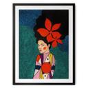Póster de mujer con flores rojas y vestido estampado - Hülya