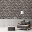 tapet med junglemotiv sort og hvid - non-woven tapet med planter og blomster