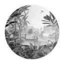 Póster Sir Edward - Paisaje con leopardos blanco y negro - Redondo