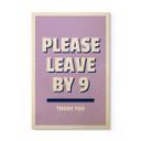 Træplakat Please leave by 9 - Fritsch