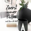 Chevalet de table en verre acrylique Zuerst immer Kaffee dann die Welt