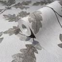 Non-woven tapet med bladmotiv med kastanjegråt blomstermotiv