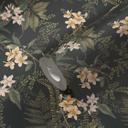 plantetapet med blomster sort grøn - non-woven tapet med blomstermotiver