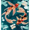 Fotomural de dos carpas koi en un estanque - SpaceFrog Designs