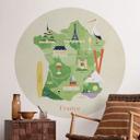 Wallsticker kort over Frankrig - Rivers - Rund