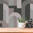 Papel pintado gráfico de estilo art déco gris negro - Papel pintado no tejido con Muestra retro