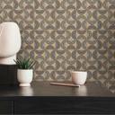 Papel pintado con motivo de ondas y líneas gris dorado - papel pintado gráfico no tejido de aspecto retro
