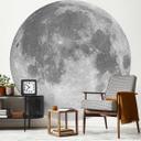 Fotomural de luna llena en blanco y negro - redondo - Papel pintado autoadhesivo/no tejido