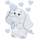 Sticker mural - Bébé éléphant avec cœurs