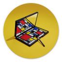vægdekoration Make-up palet i stil med Piet Mondrian - Pozdniakov – print på aluminium