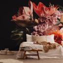 Fototapet pink orange mørk - Ikke-vævet tapet 3,75 m x 2,50 m blomstermotiv