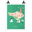 Plakat Kort over Bali - Rivers