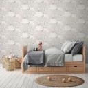 Papel pintado bosque con animales beige gris - papel pintado infantil con oso y ciervo