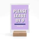 Akrylglas borddekoration Please leave by 9 - Fritsch