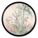 Póster Idilio Tropical con Colibrí Albaricoque - Decoración Floral - Redondo