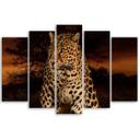 5-delt lærredsprint Leopard Panther Cat Safari
