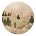 Billede af træ pastelfarvet bjerglandskab med blomster - Treechild - Round